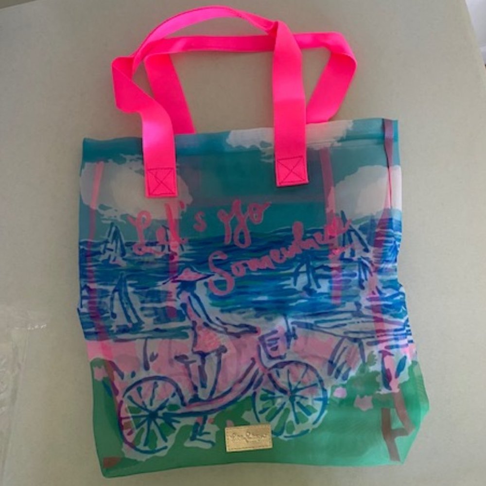 LILLY PULITZER MESH SHOPPING/BEACH TOTE NWT